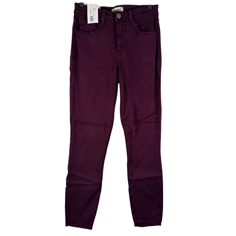 L'AGENCE NWT Margot High Rise Skinny Jeans Bordeaux Plum Purple Coated Denim 25